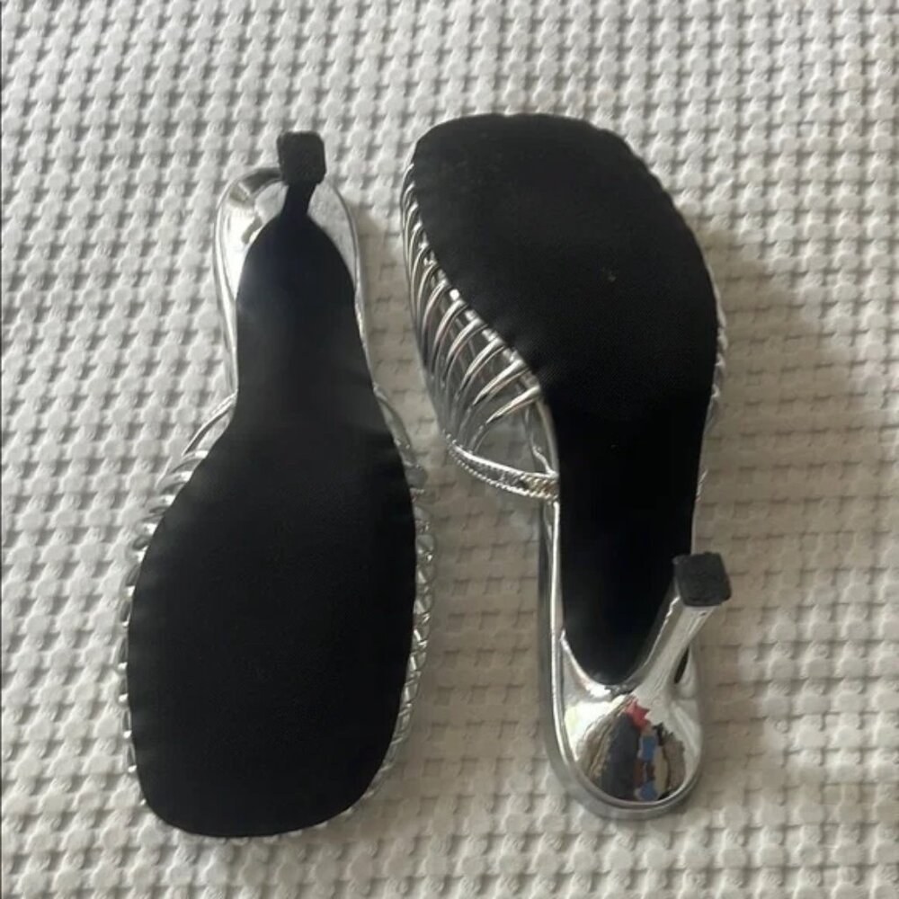 FromB Silver Metallic Cage Mules — Size 7.5 - Picture 3 of 4